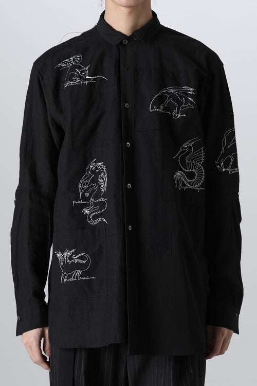 BEASTS EMBROIDERED SHIRT BLACK / RED STITCH - DUELLUM