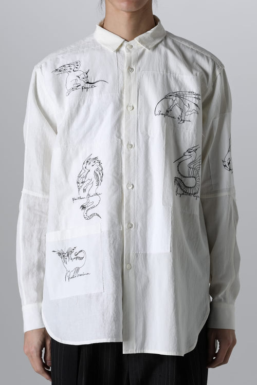 BEASTS EMBROIDERED SHIRT WHITE / RED STITCH - DUELLUM