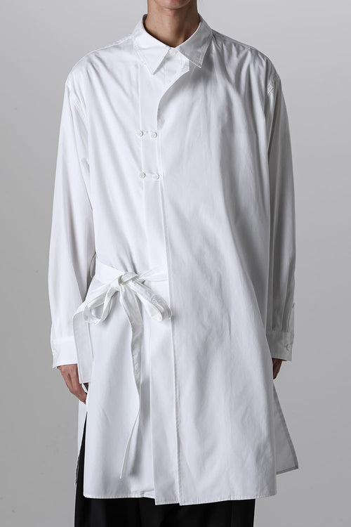 Left 2Layered Chain Stitch Gown Blouse White - Yohji Yamamoto