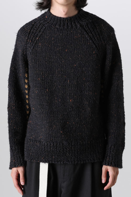 Hand Knit Sweater Orange Navy - IRENISA