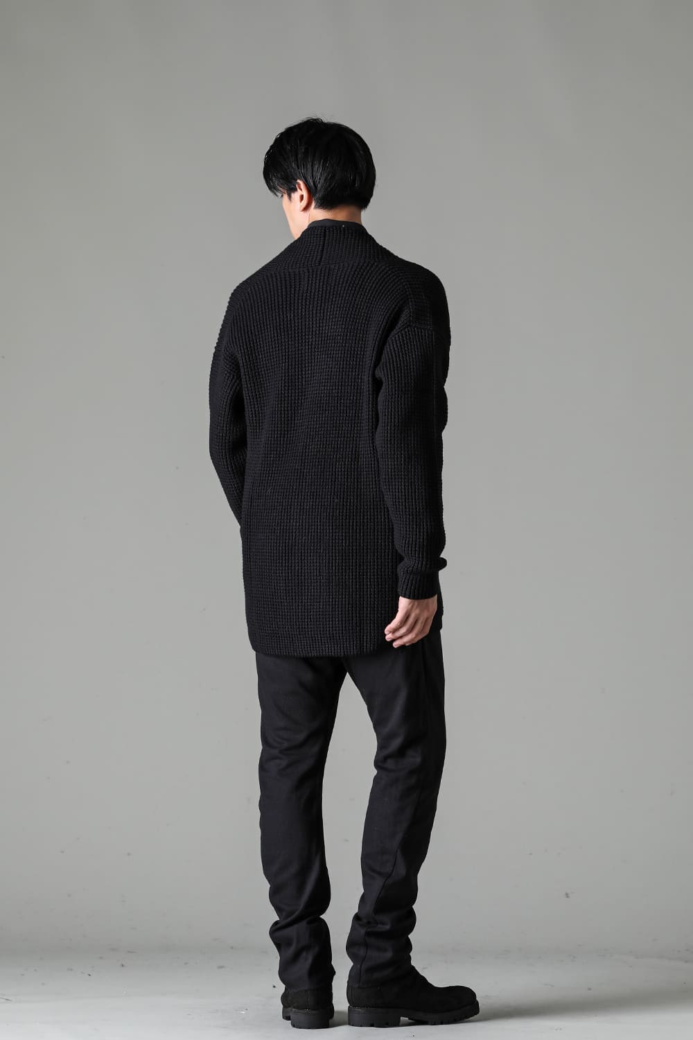 KTS-CCOZ-Black | Knit cardigan cotton / cashmere Black | DEVOA 
