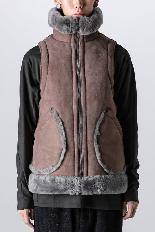 Hight neck Vest sheep skin Warm Gray - DEVOA