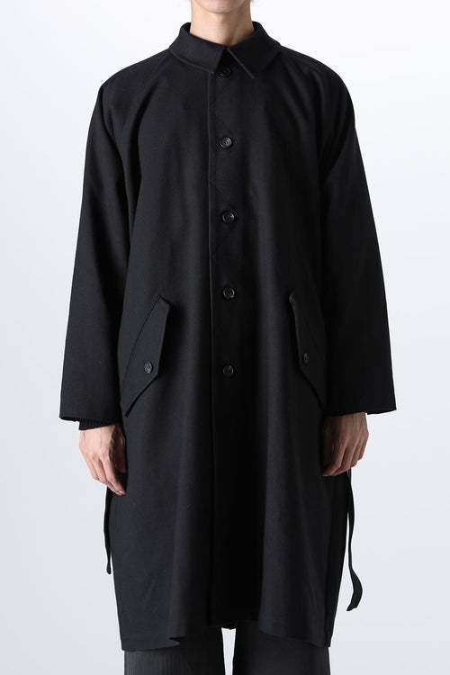 TRENCH COAT Wool Cotton Gabardine Twill Black - O PROJECT