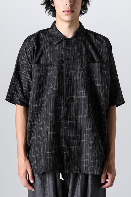 SHORT SLEEVE SHIRT	Fine Kasuri Shirting BLACK - O PROJECT