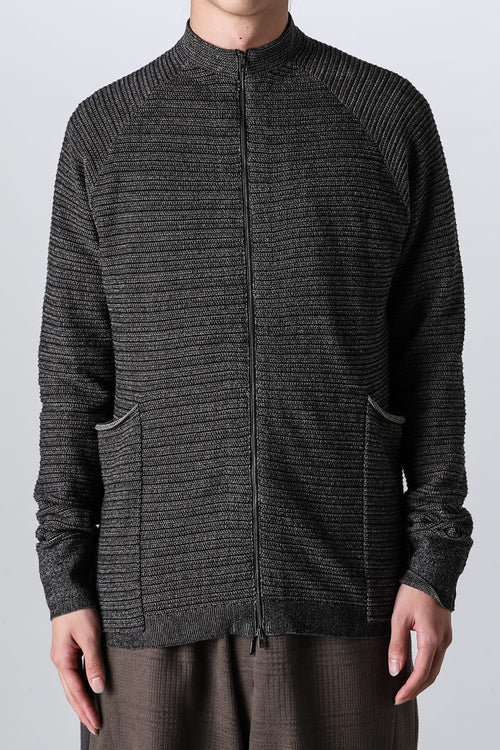 Knit jacket High twist cotton stripe Black - DEVOA