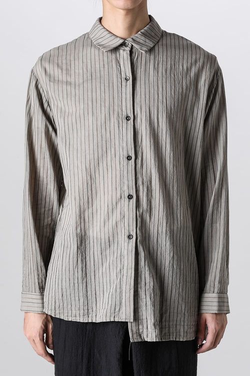 Asymmetrical Hand Dyed Stripe Shirt Gray - CHIAHUNG SU