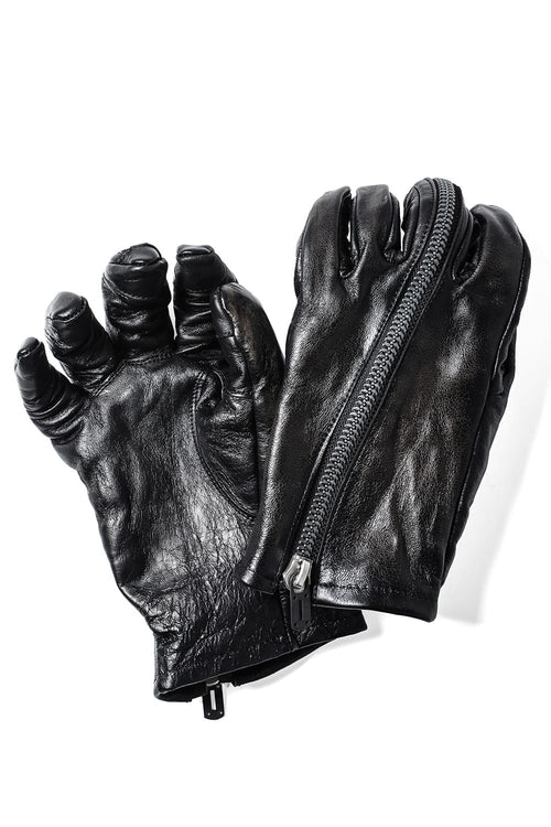 Horse Leather Zip Glove Charcoal - D.HYGEN