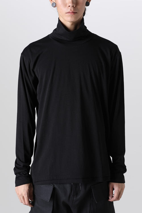 Wool Jersey Turtle-Neck T-Shirt Black - The Viridi-anne