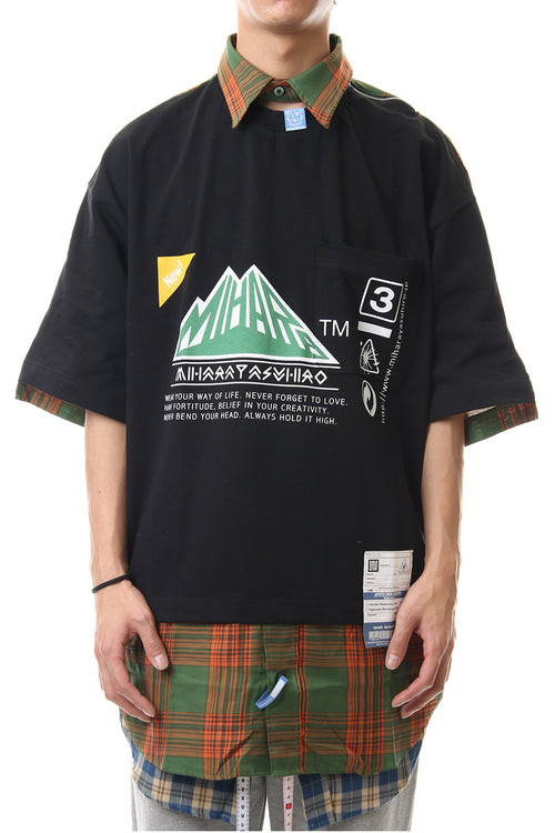 Shirt Docking Zip Slit T-shirt Black - MIHARAYASUHIRO