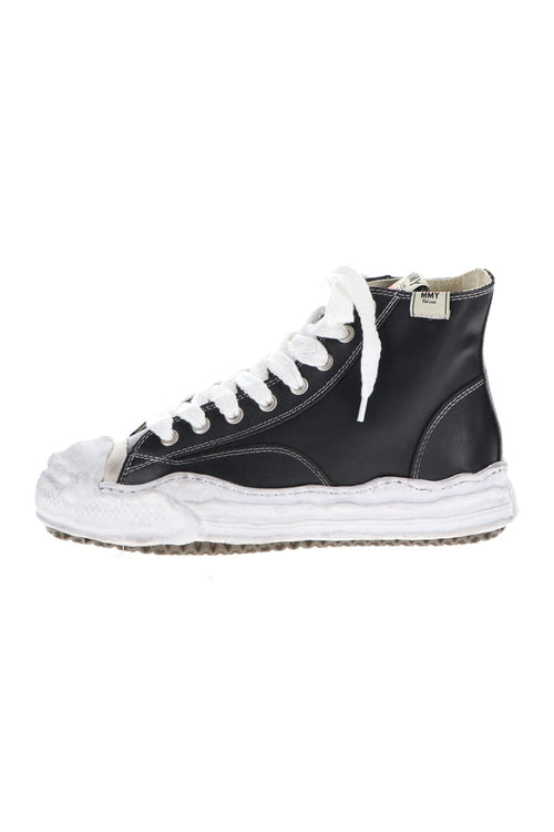 -HANK high- original distressed effect sole leather High-Top sneakers Black - MIHARAYASUHIRO