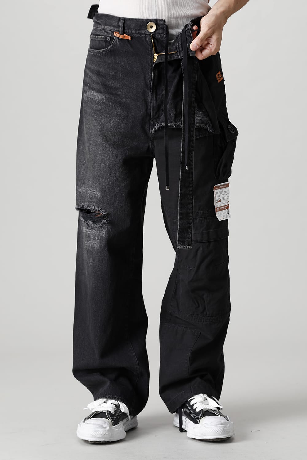 Denim × Military Combined Pants