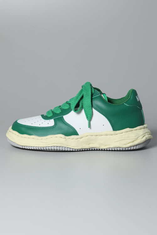 WAYNE Low leather Low-top sneakers  Vintage Like Sole Green / White - MIHARAYASUHIRO