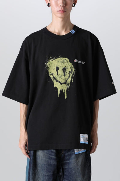 Smily Face Printed Tee Black - MIHARAYASUHIRO