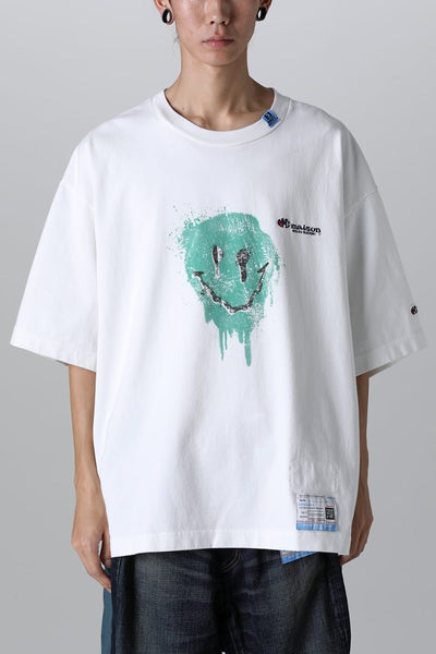 Smily Face Printed Tee White - MIHARAYASUHIRO