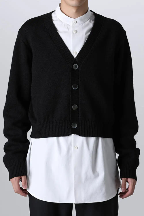 shetland wool cropped cardigan Black - TAKAHIROMIYASHITATheSoloIst