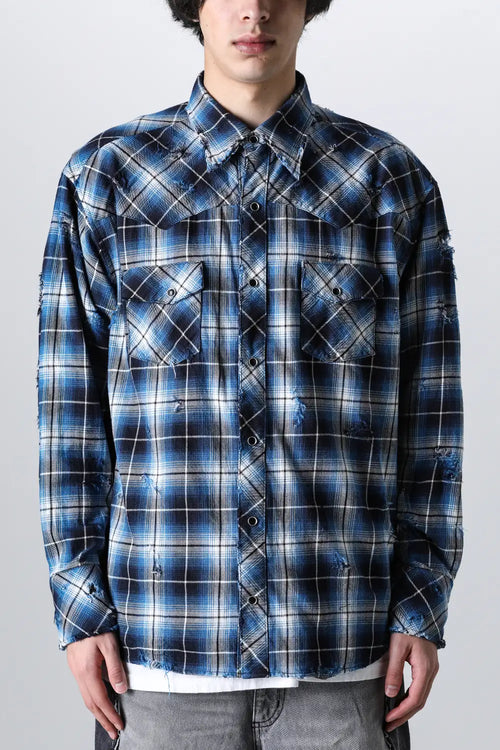 Western Shirt Blue - Rafu