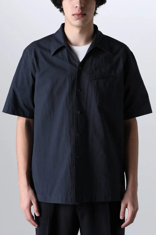 Slash Pocket Short Sleeved Shirt Navy - IRENISA