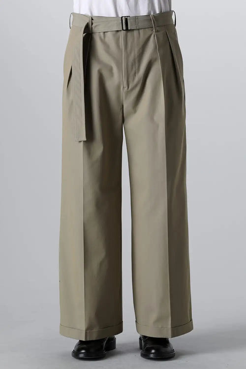Belted Buggy Trousers  Khaki - IRENISA
