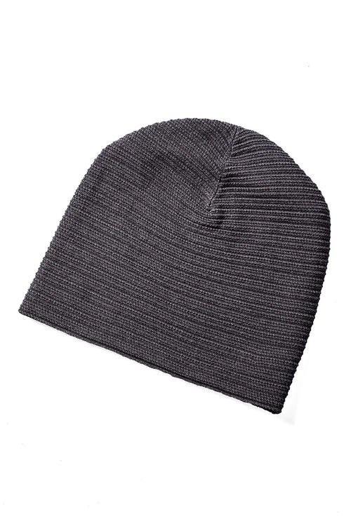 Knit cap high twist cotton stripe Mud Gray - DEVOA