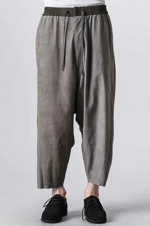 Relaxed pants soft nubuck cow leather Slate Gray - DEVOA