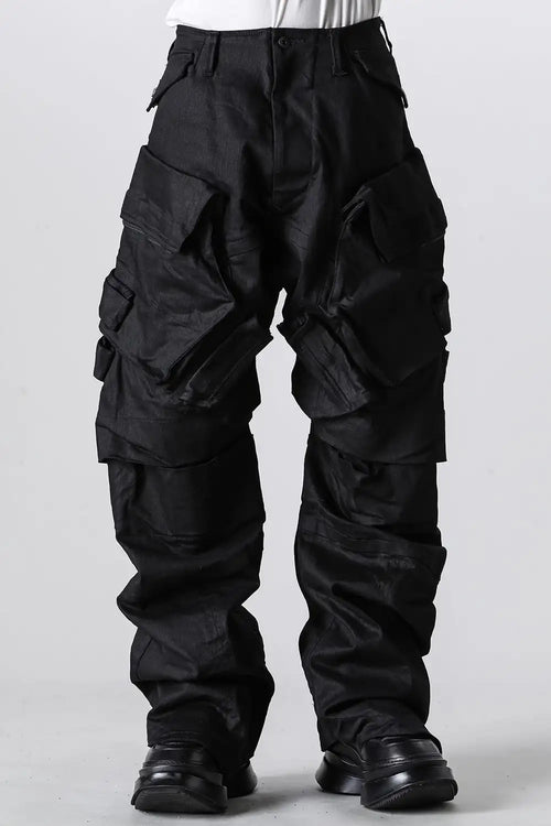 10.5oz Stretch Denim Wide Cargo Pants - JULIUS