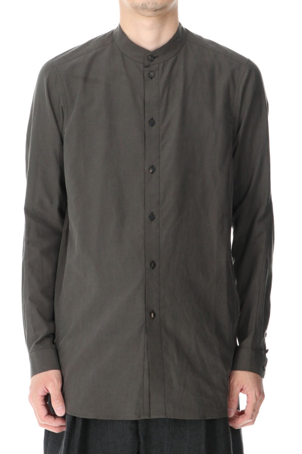 SHK-CSM-Gray Shirt silk/cotton broad sandblast finish Gray DEVOA Online ...