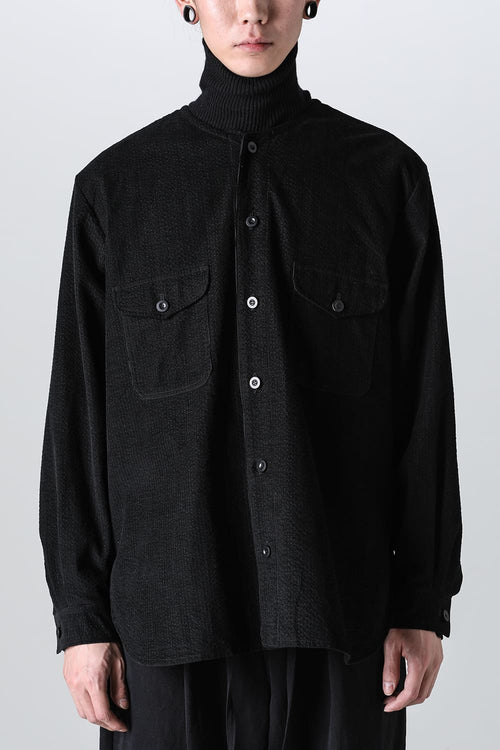 collarless pocket shirt corduroy - A - NOUSAN