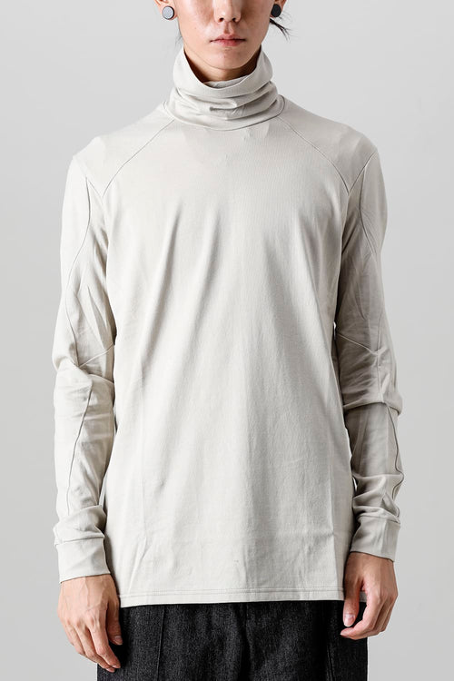 FASCINATE Limited Superior Pima Cotton Jersey High Neck Long Sleeve T-shirt Pale Gray - DEVOA