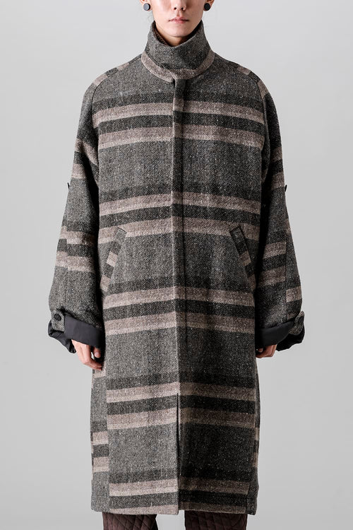 Hight neck coat striped wool - DEVOA