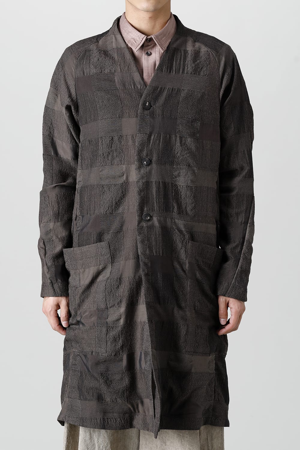 CTK-CJQ-Gray | Coat block check jacquard Gray | DEVOA | Online