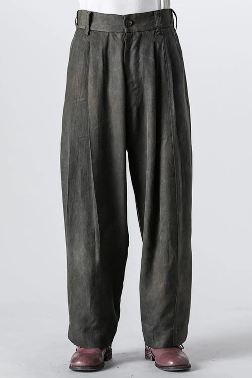 Front Pleats Tapered Long Trousers Aged Steel - ZIGGY CHEN