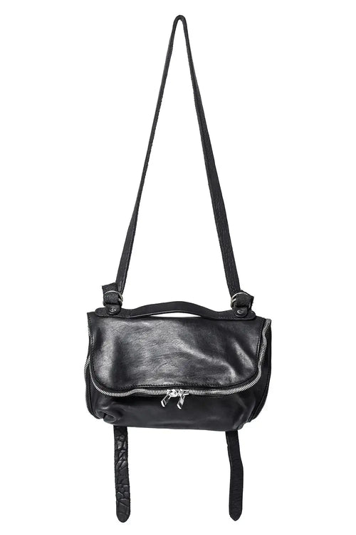 Small Messenger Shoulder Bag Soft Horse Full Grain - M100 Black - Guidi