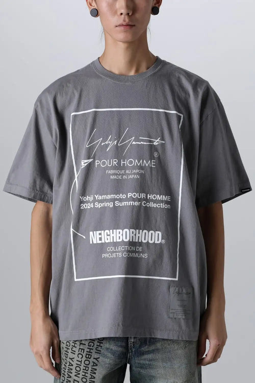 NEIGHBORHOOD x Yohji Yamamoto Print Short Sleeve T-Shirt Gray - Yohji Yamamoto