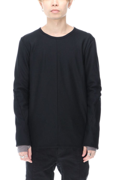 Wool super100s Smooth layered Long sleeve T-shirt Black - D.HYGEN