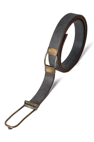 Belt GUIDI Cow leather 25mm Blue Beige - DEVOA