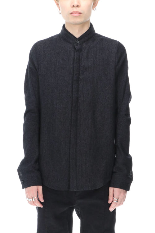 Wool Linen Layered collar shirt Black - D.HYGEN