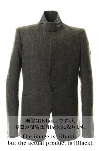 Wool Rayon Cotton Jacquard stripe Tailored jacket Black - D.HYGEN