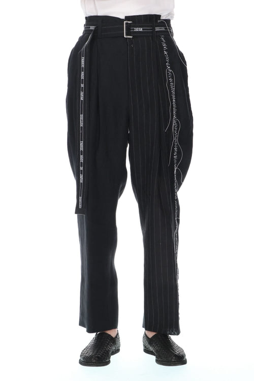 Stripe Paneled Belt Pants - DUELLUM