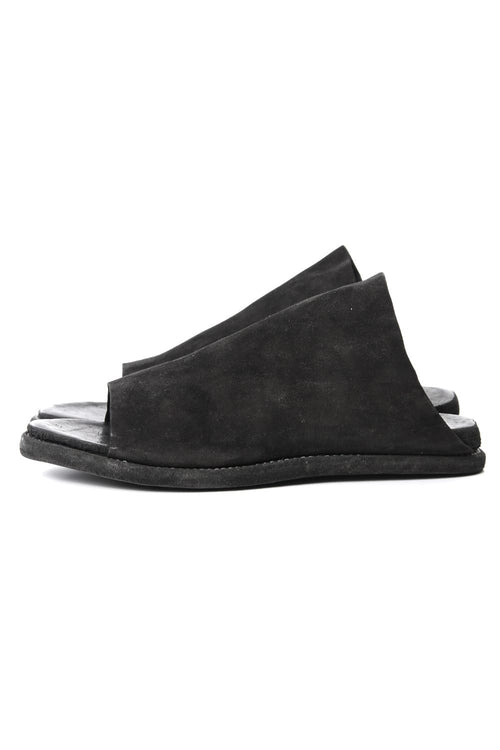 Leather Sandal KANGAROO REVERSE - Black - Guidi