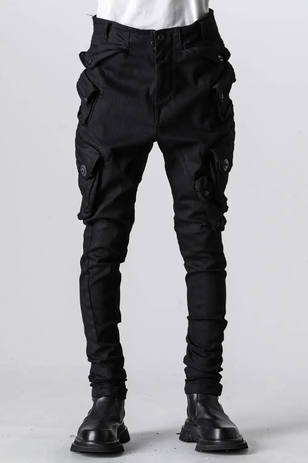 859PAM3-BK-Black | 10.5oz Stretch Denim Gas Mask Skinny Pants 