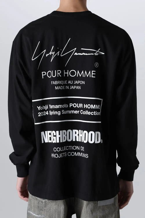 NEIGHBORHOOD x Yohji Yamamoto Print Long Sleeve T-Shirt Black - Yohji Yamamoto