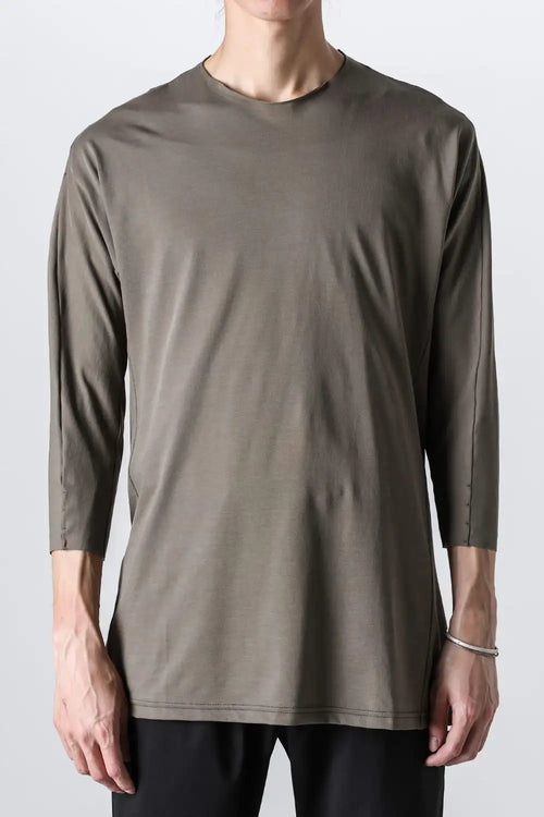 Eight-quarter sleeve high twist jersey Olive - DEVOA