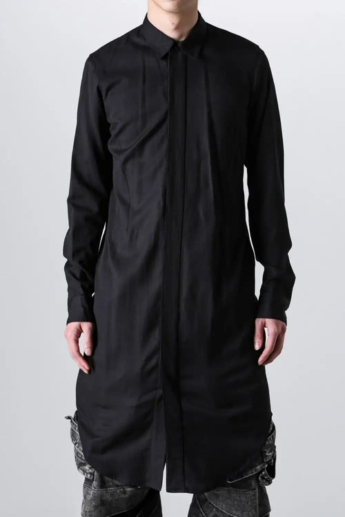 Rayon / Cotton Cloth Regular Collar Long Shirt - JULIUS