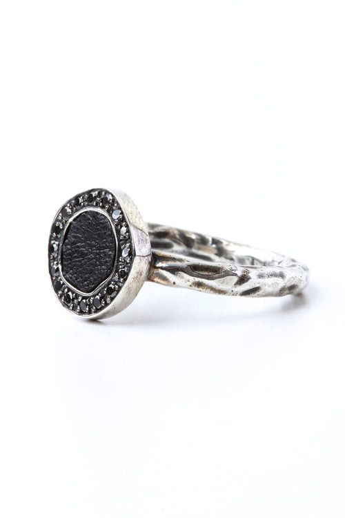 Leather Black diamond College Ring - Guidi