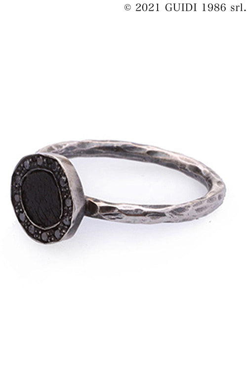 G-AN03DN_NANO - Leather Motif Black Diamond Round Ring Mini - Guidi
