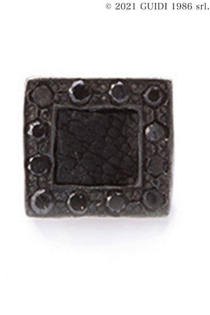 G-OR02DN_NANO - スクエア レザー モチーフ ブラック ダイヤモンド ピアス - Guidi