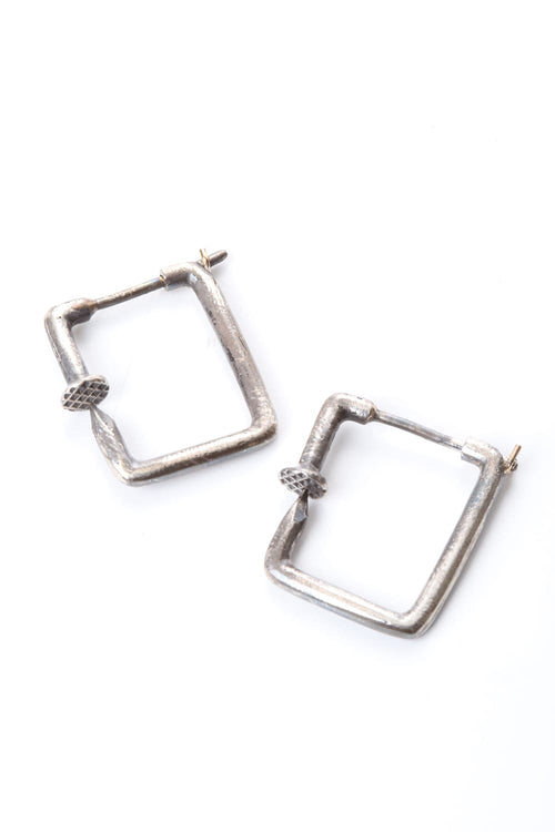 Squared Nails Silver Earring - Guidi