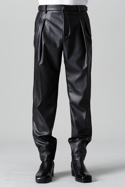 Airy Fake Leather  Faux Leather 2 Tuck Pants - GalaabenD