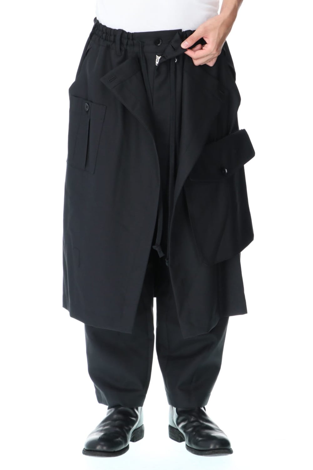 ground-y-gr-p22-100 | Back tape wrap pants | Ground Y | Online