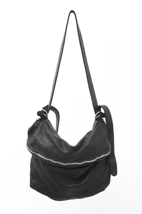 Leather Shoulder Bag Horse Full Grain Leather - M10 - BLACK - Guidi